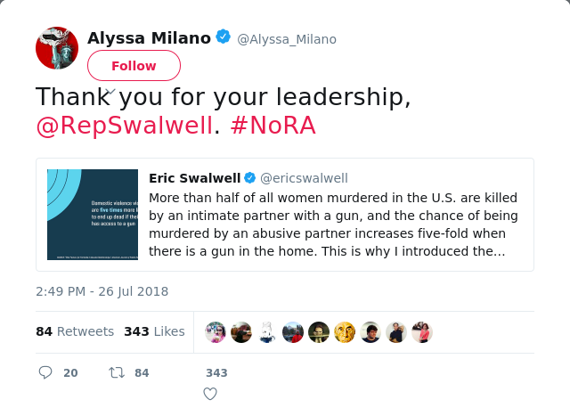 Thank you for your leadership, @RepSwalwell. #NoRA
