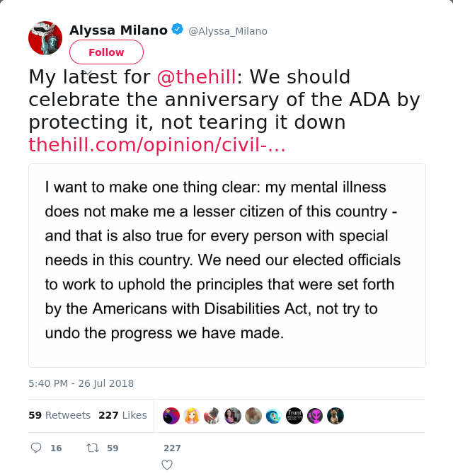 My latest for @thehill: We should celebrate the anniversary of the ADA by protecting it, not tearing it down…