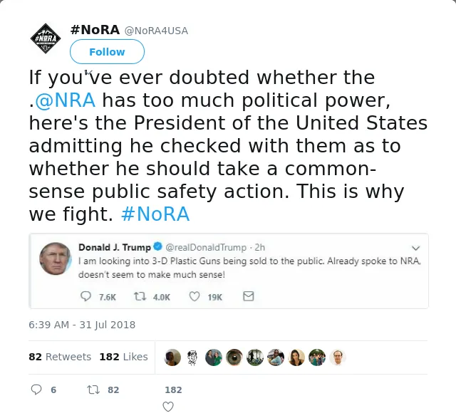 RT @NoRA4USA: If you've ever doubted whether the .@NRA has too much political power, here's the President of the United States admitting he…