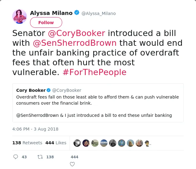 Senator @CoryBooker introduced a bill with @SenSherrodBrown that would end the unfair banking practice of overdraft…