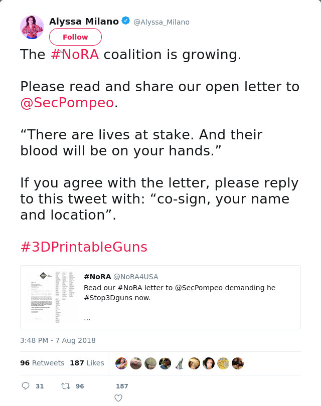 The #NoRA coalition is growing. 

Please read and share our open letter to @SecPompeo. 

“There are lives at stake.…