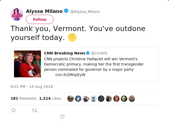 Thank you, Vermont. You've outdone yourself today. ✊