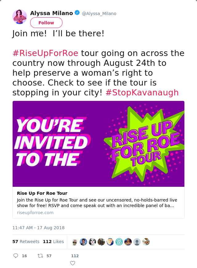 Join me!  I’ll be there! 

#RiseUpForRoe tour going on across the country now through August 24th to help preserve…