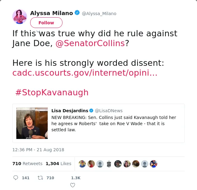 If this was true why did he rule against Jane Doe, @SenatorCollins? 

Here is his strongly worded dissent:…