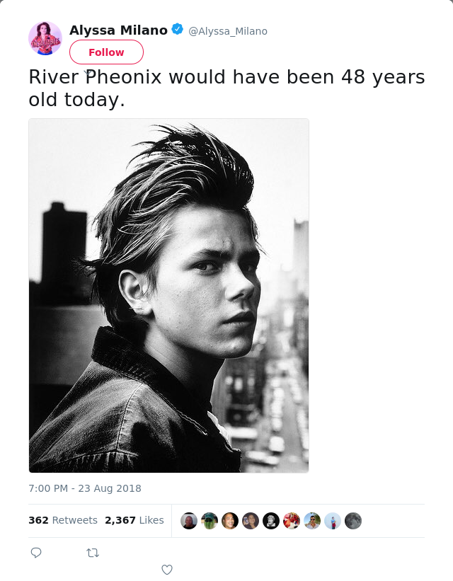 River Pheonix would have been 48 years old today.