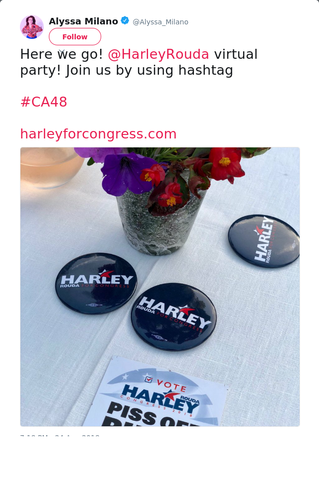 Here we go! ⁦@HarleyRouda⁩ virtual party! Join us by using hashtag 

#CA48