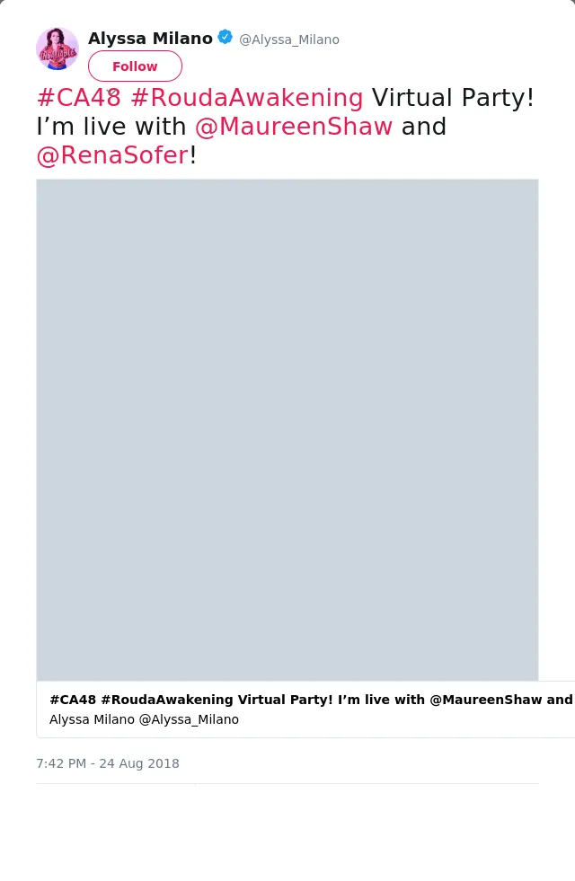 #CA48 #RoudaAwakening Virtual Party! I’m live with @MaureenShaw and @RenaSofer!