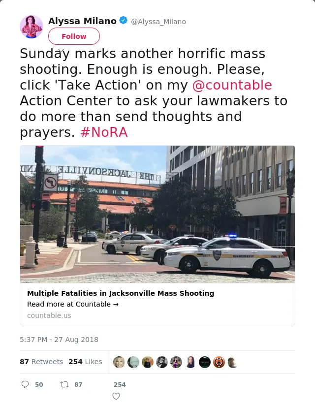Sunday marks another horrific mass shooting. Enough is enough. Please, click 'Take Action' on my @countable Action…