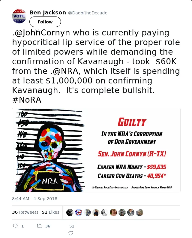 RT @DadoftheDecade: .@JohnCornyn who is currently paying hypocritical lip service of the proper role of limited powers while demanding the…
