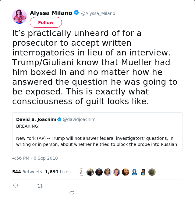 It’s practically unheard of for a prosecutor to accept written interrogatories in lieu of an interview. Trump/Giuli…