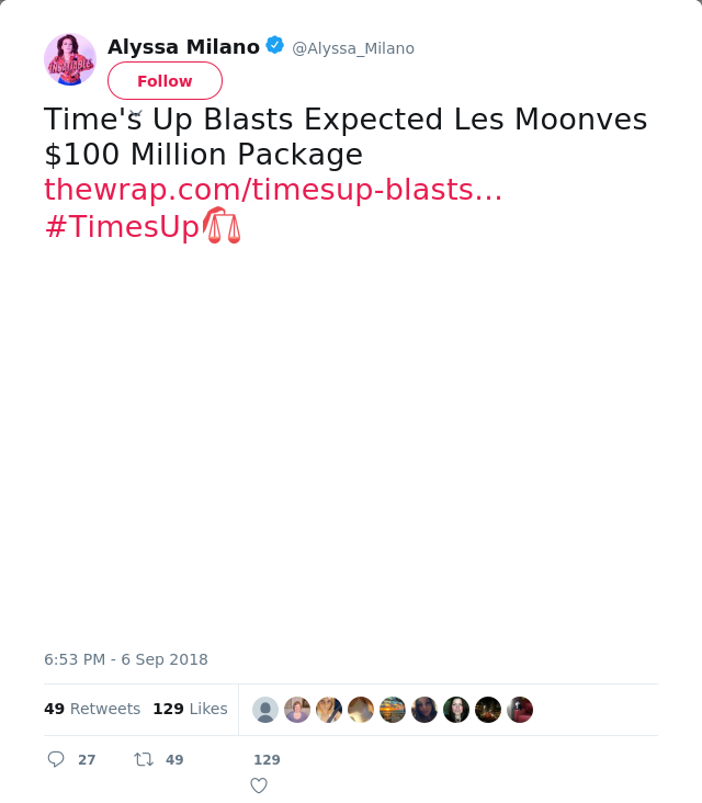 Time's Up Blasts Expected Les Moonves $100 Million Package