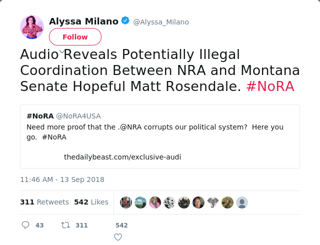 Audio Reveals Potentially Illegal Coordination Between NRA and Montana Senate Hopeful Matt Rosendale. #NoRA