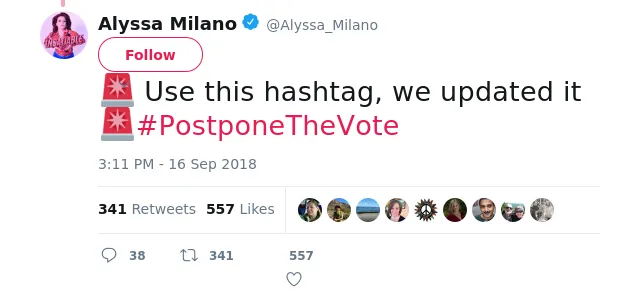 🚨 Use this hashtag, we updated it 🚨#PostponeTheVote
