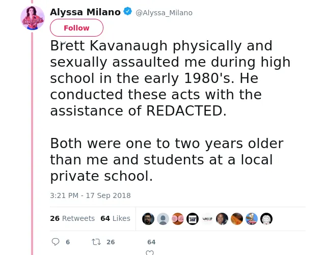 Brett Kavanaugh physically and sexually assaulted me during high school in the early 1980's. He conducted these act…