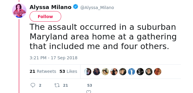 The assault occurred in a suburban Maryland area home at a gathering that included me and four others.
