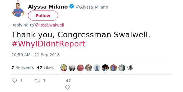 @RepSwalwell Thank you, Congressman Swalwell. #WhyIDidntReport