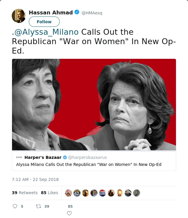 RT @HMAesq: .@Alyssa_Milano Calls Out the Republican "War on Women" In New Op-Ed.