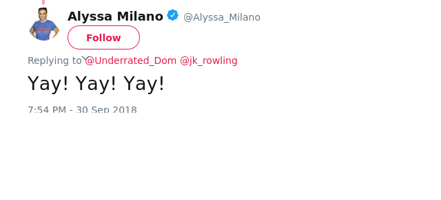 @Underrated_Dom @jk_rowling Yay! Yay! Yay!