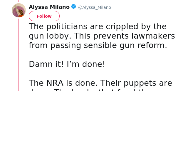The politicians are crippled by the gun lobby. This prevents lawmakers from passing sensible gun reform.

Damn it!…