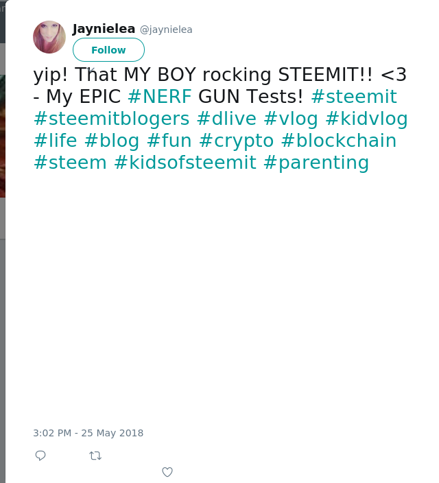 yip! That MY BOY rocking STEEMIT!! <3  - My EPIC #NERF GUN Tests! #steemit #steemitblogers #dlive #vlog #kidvlog…