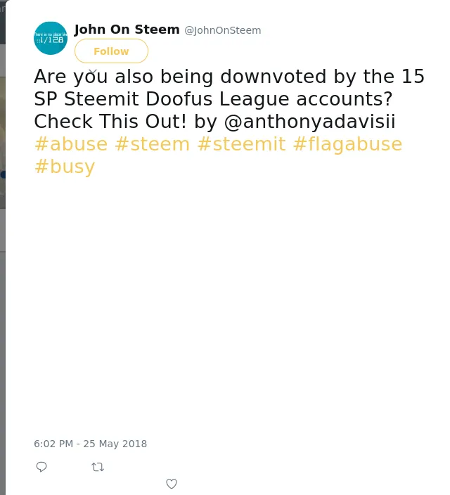 Are you also being downvoted by the 15 SP Steemit Doofus League accounts? Check This Out! by @anthonyadavisii…