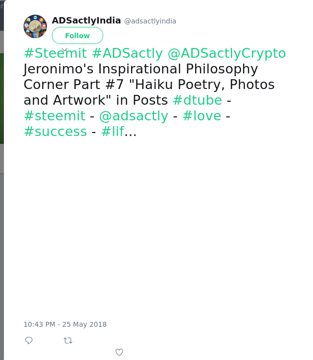 #Steemit #ADSactly @ADSactlyCrypto Jeronimo's Inspirational Philosophy Corner Part #7 "Haiku Poetry, Photos and Art…