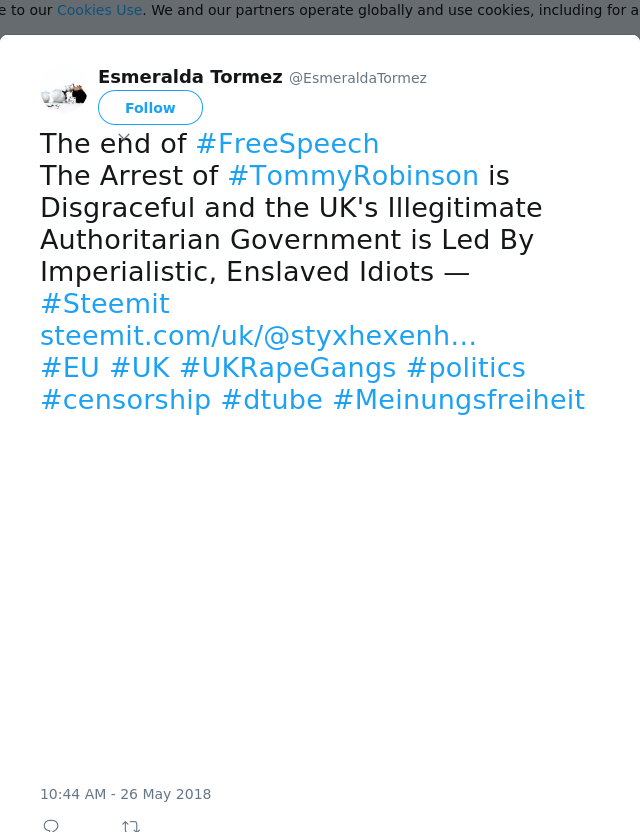 The end of #FreeSpeech 
The Arrest of #TommyRobinson is Disgraceful and the UK's Illegitimate Authoritarian Governm…