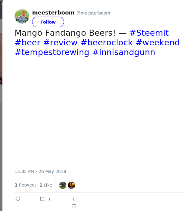 RT @meesterboom: Mango Fandango Beers! — #Steemit #beer #review #beeroclock #weekend #tempestbrewing #innisandgunn