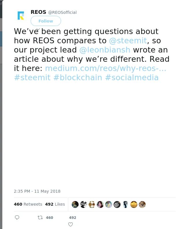 RT @REOSofficial: We’ve been getting questions about how REOS compares to @steemit, so our project lead @leonbiansh wrote an article about…