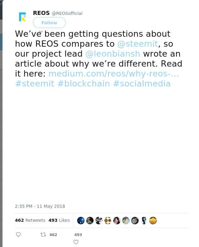 RT @REOSofficial: We’ve been getting questions about how REOS compares to @steemit, so our project lead @leonbiansh wrote an article about…