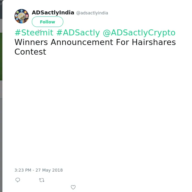 #Steemit #ADSactly @ADSactlyCrypto Winners Announcement For Hairshares Contest