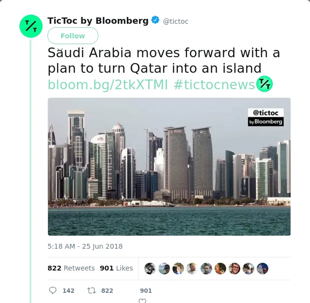 RT @tictoc: Saudi Arabia moves forward with a plan to turn Qatar into an island