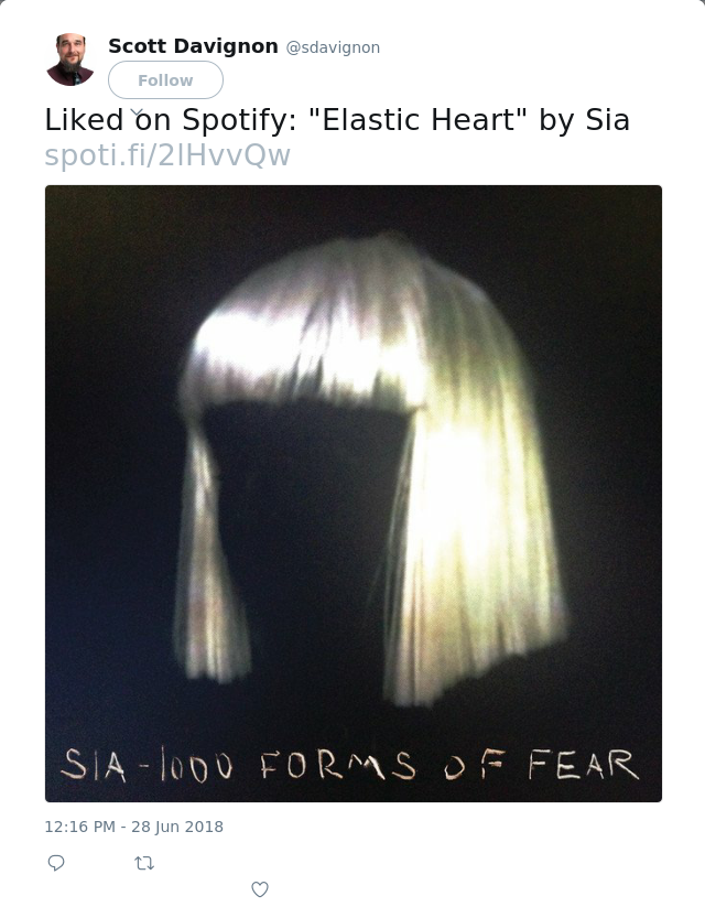 Liked on Spotify: "Elastic Heart" by Sia