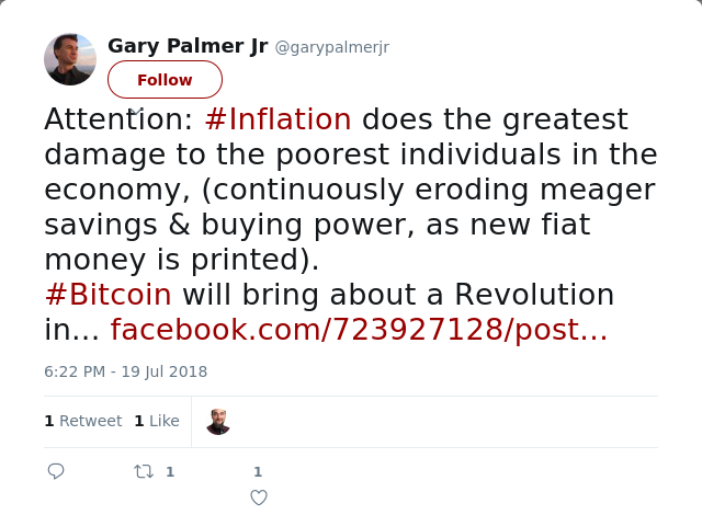 RT @garypalmerjr: Attention: #Inflation does the greatest damage to the poorest individuals in the economy, (continuously eroding meager sa…