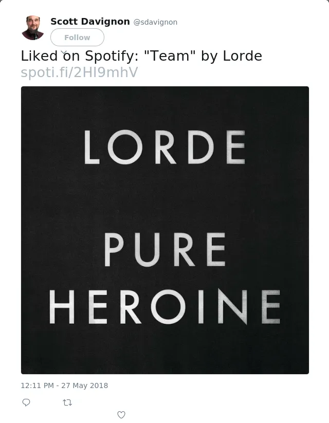 Liked on Spotify: "Team" by Lorde