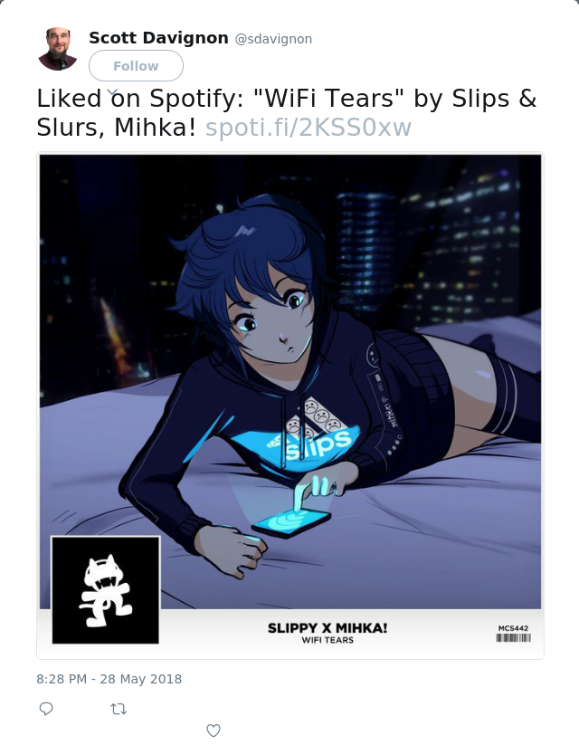 Liked on Spotify: "WiFi Tears" by Slips &amp; Slurs, Mihka!