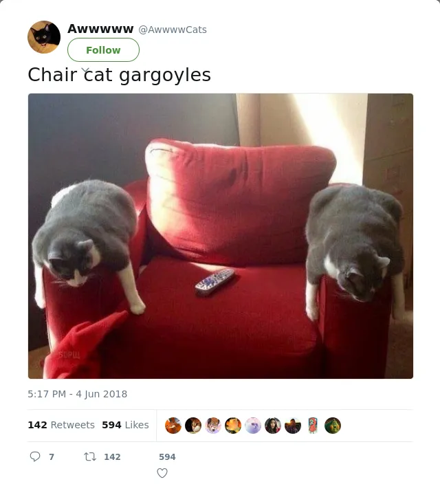RT @AwwwwCats: Chair cat gargoyles