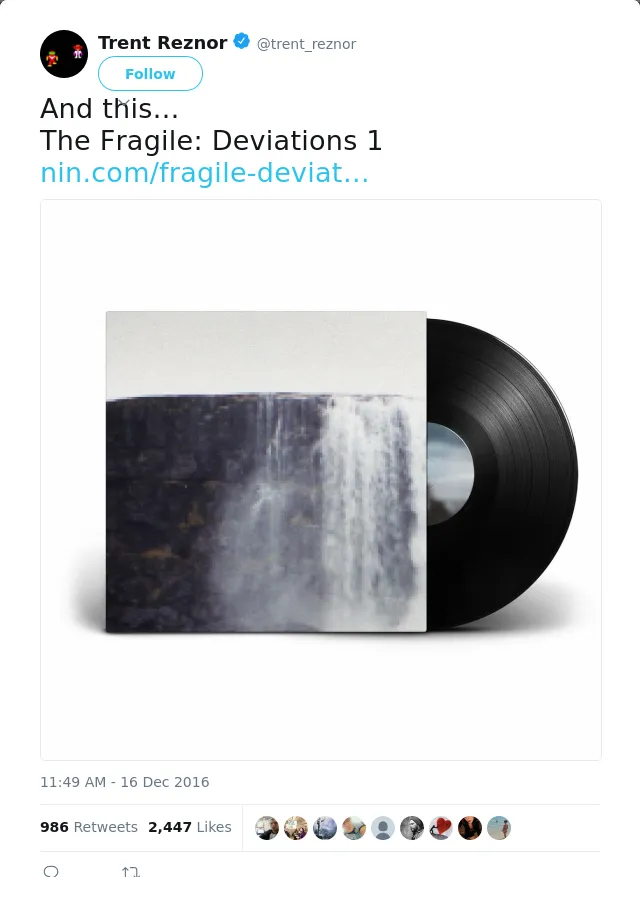 RT @trent_reznor: And this…
The Fragile: Deviations 1