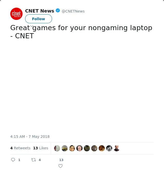 RT @CNETNews: Great games for your nongaming laptop     - CNET