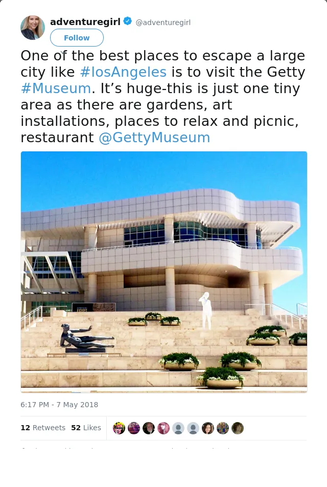 RT @adventuregirl: One of the best places to escape a large city like #losAngeles is to visit the Getty #Museum. It’s huge-this is just one…
