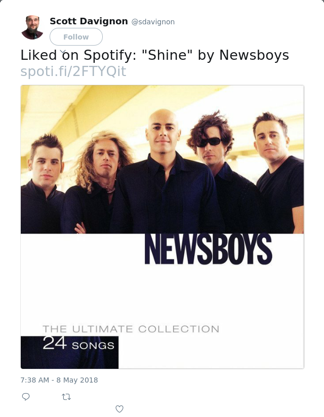Liked on Spotify: "Shine" by Newsboys