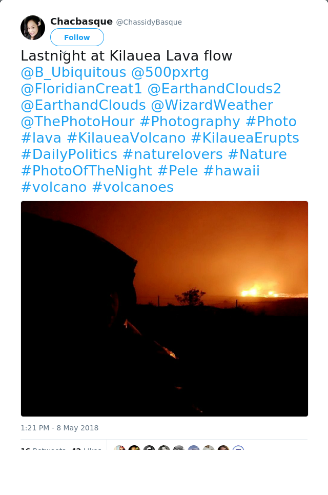 RT @ChassidyBasque: Lastnight at Kilauea Lava flow
@B_Ubiquitous @500pxrtg @FloridianCreat1 @EarthandClouds2 @EarthandClouds @WizardWeather…