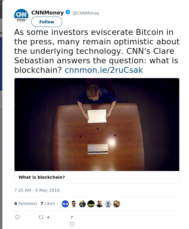 RT @CNNMoney: As some investors eviscerate Bitcoin in the press, many remain optimistic about the underlying technology. CNN's Clare Sebast…