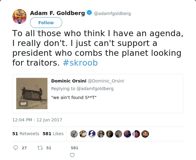 RT @adamfgoldberg: To all those who think I have an agenda, I really don't. I just can't support a president who combs the planet looking f…