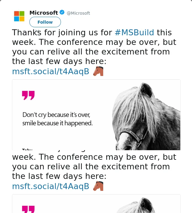 RT @Microsoft: Thanks for joining us for #MSBuild this week. The conference may be over, but you can relive all the excitement from the las…