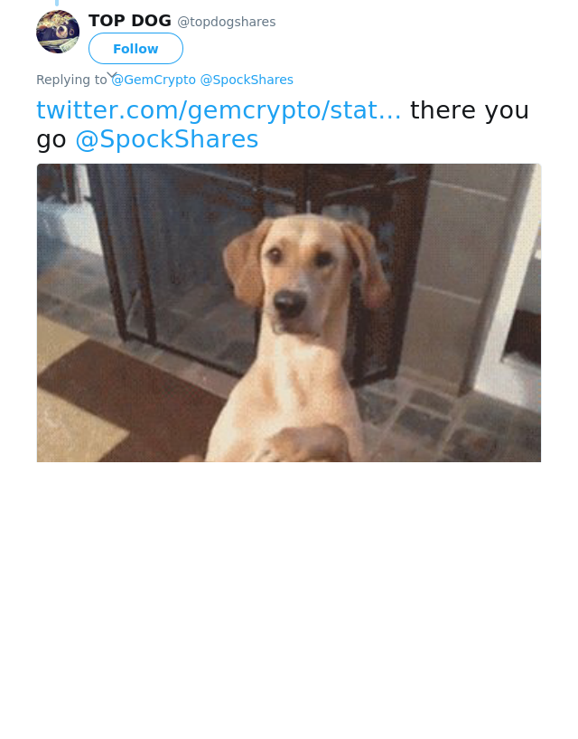 RT @topdogshares: @GemCrypto @SpockShares