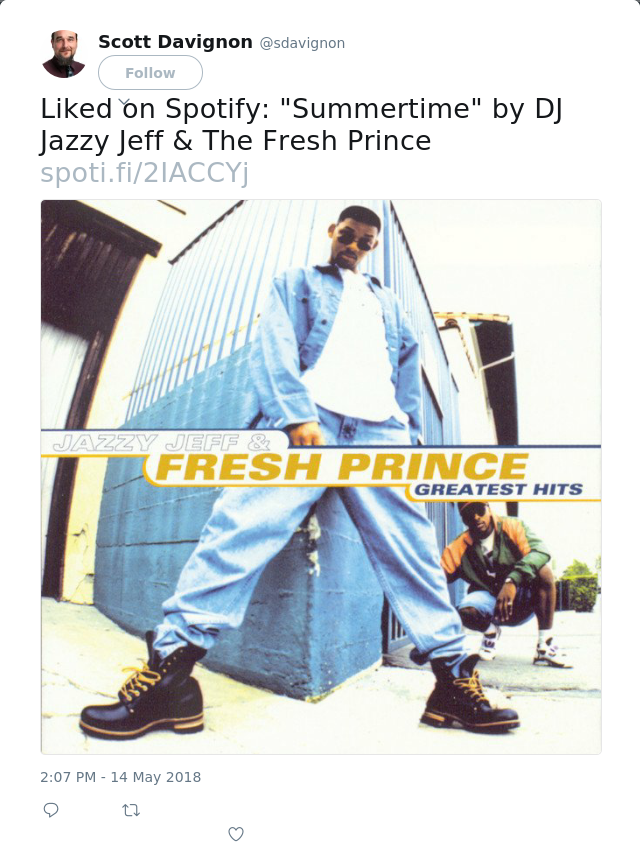Liked on Spotify: "Summertime" by DJ Jazzy Jeff &amp; The Fresh Prince