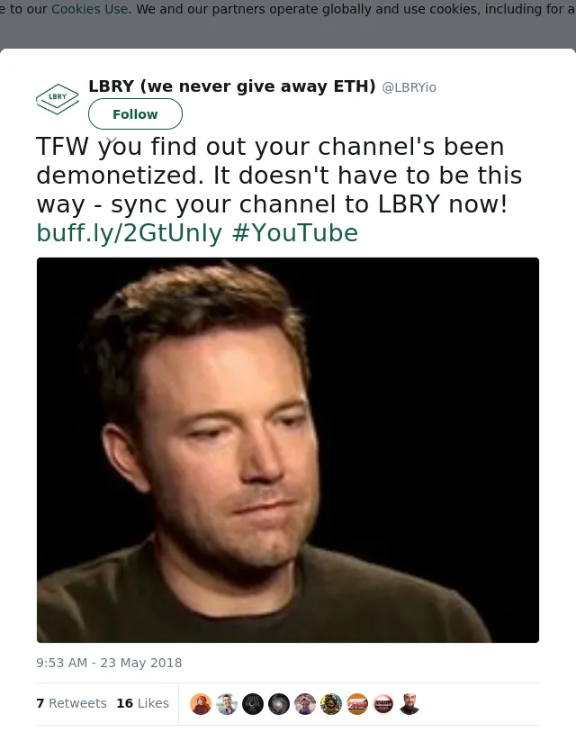 RT @LBRYio: TFW you find out your channel's been demonetized. It doesn't have to be this way - sync your channel to LBRY now!