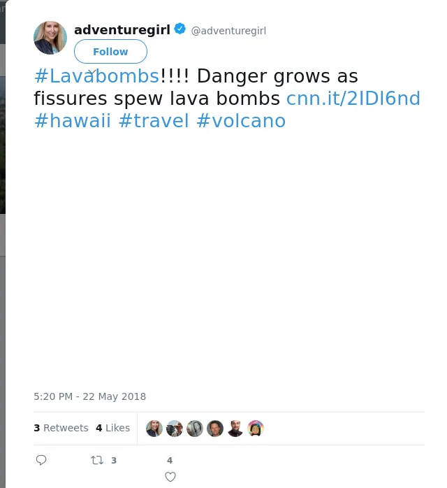 RT @adventuregirl: #Lavabombs!!!! Danger grows as fissures spew lava bombs