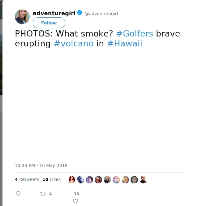 RT @adventuregirl: PHOTOS: What smoke? #Golfers brave erupting #volcano in #Hawaii